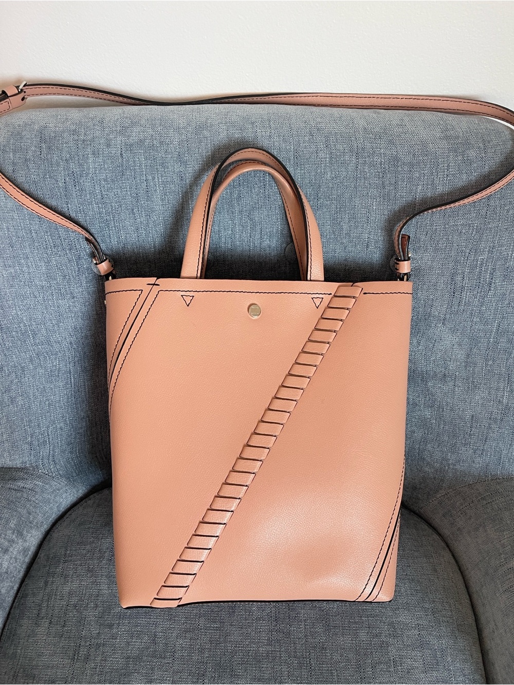 Proenza Schouler Pink/Peach Leather Tote with Braided Diagonal Detail